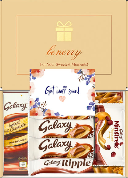Galaxy Chocolate Gift Box 7 Treats – Get Well Soon Beige Gift Box by Benerry