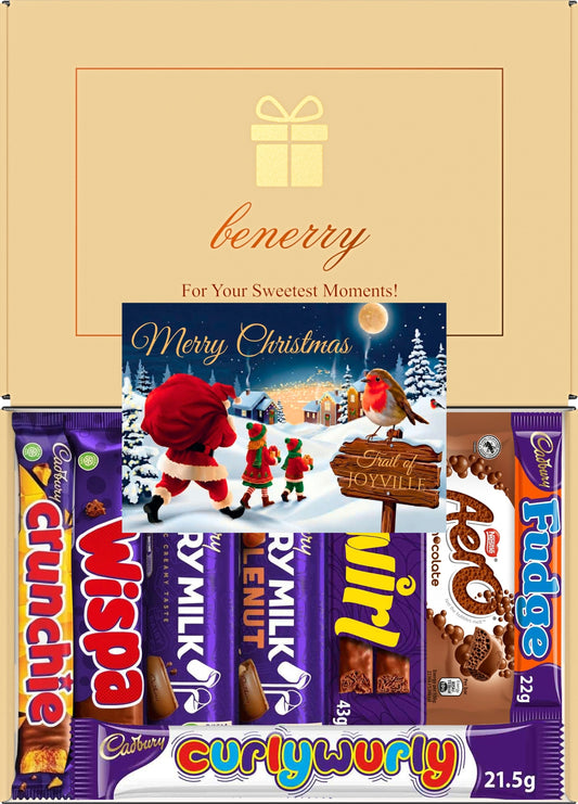 Cadbury Chocolate Gift Box 8 Treats – Christmas Beige Gift Box by Benerry