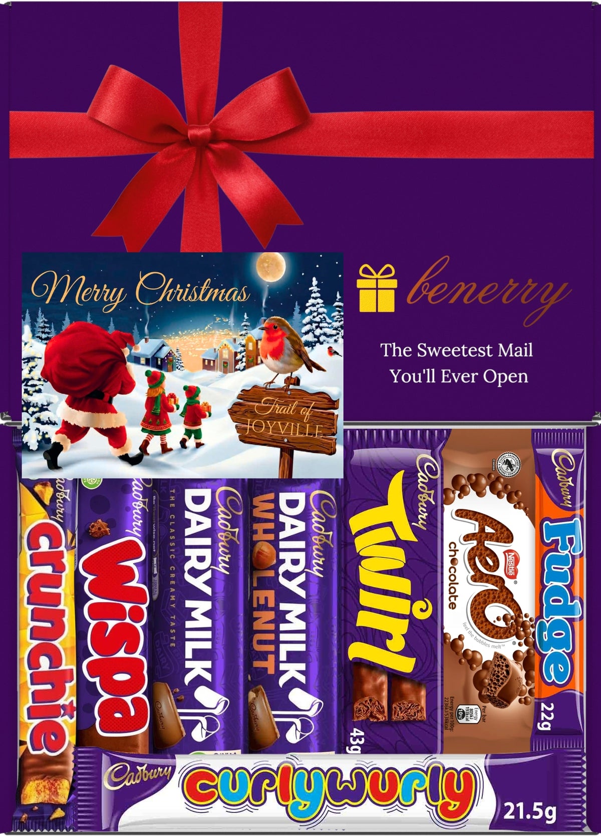Cadbury Chocolate Gift Box 8 Treats – Christmas Purple Gift Box by Benerry