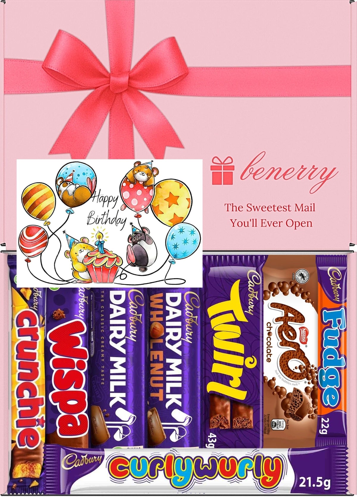 Cadbury Chocolate Gift Box 8 Treats – Birthday for Kids Pink Gift Box by Benerry