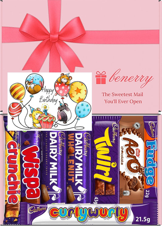 Cadbury Chocolate Gift Box 8 Treats – Birthday for Kids Pink Gift Box by Benerry