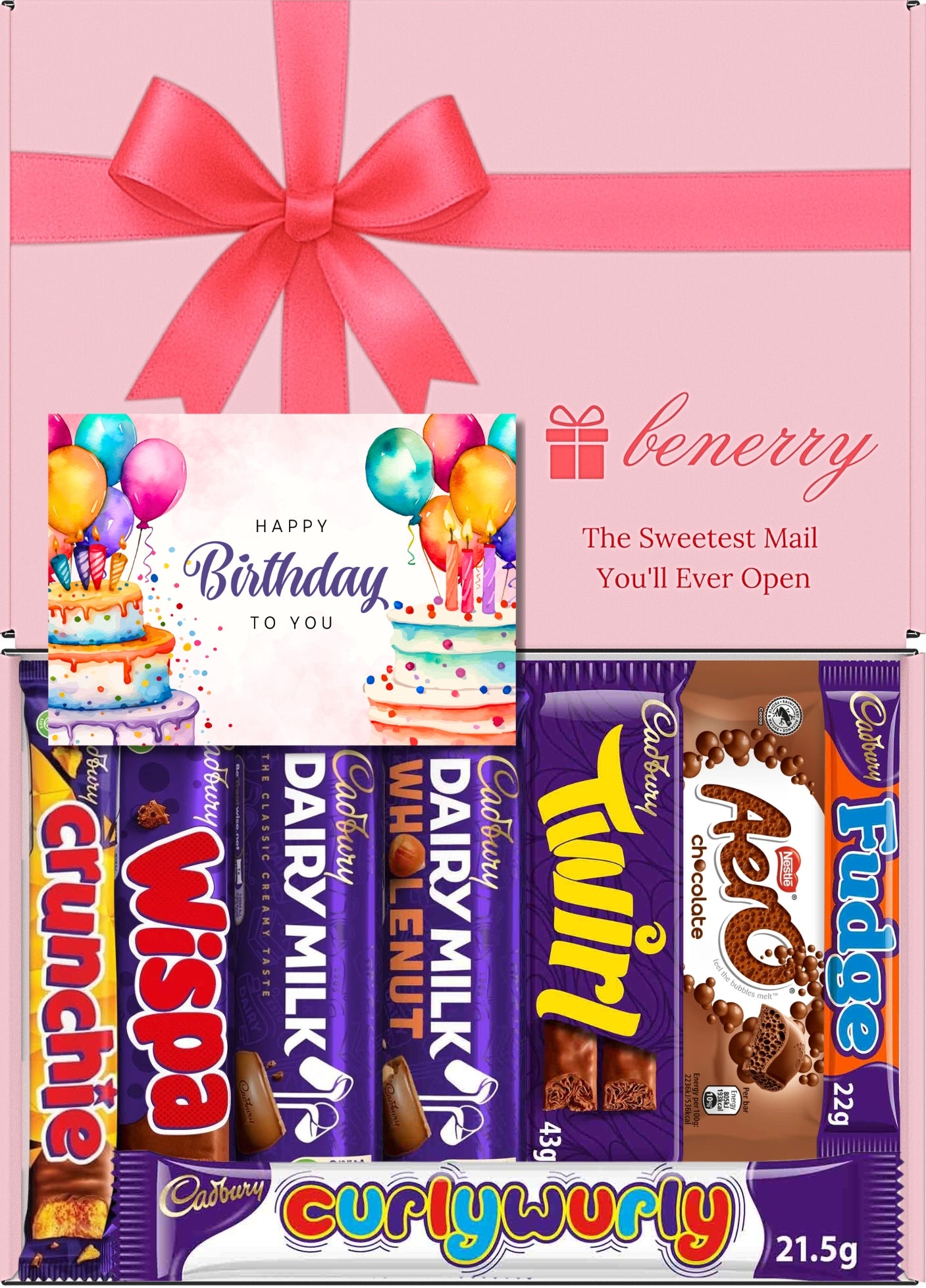 Cadbury Chocolate Gift Box 8 Treats – Birthday for Kids Pink Gift Box by Benerry