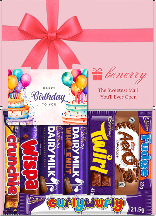 Cadbury Chocolate Gift Box 8 Treats – Birthday for Kids Pink Gift Box by Benerry