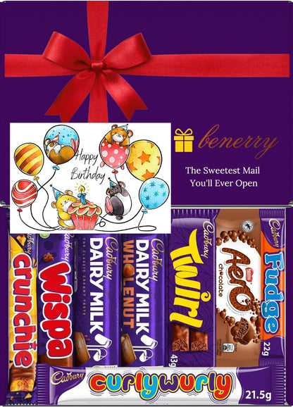 Cadbury Chocolate Gift Box 8 Treats – Birthday for Kids Purple Gift Box by Benerry