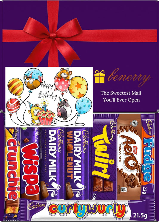 Cadbury Chocolate Gift Box 8 Treats – Birthday for Kids Purple Gift Box by Benerry