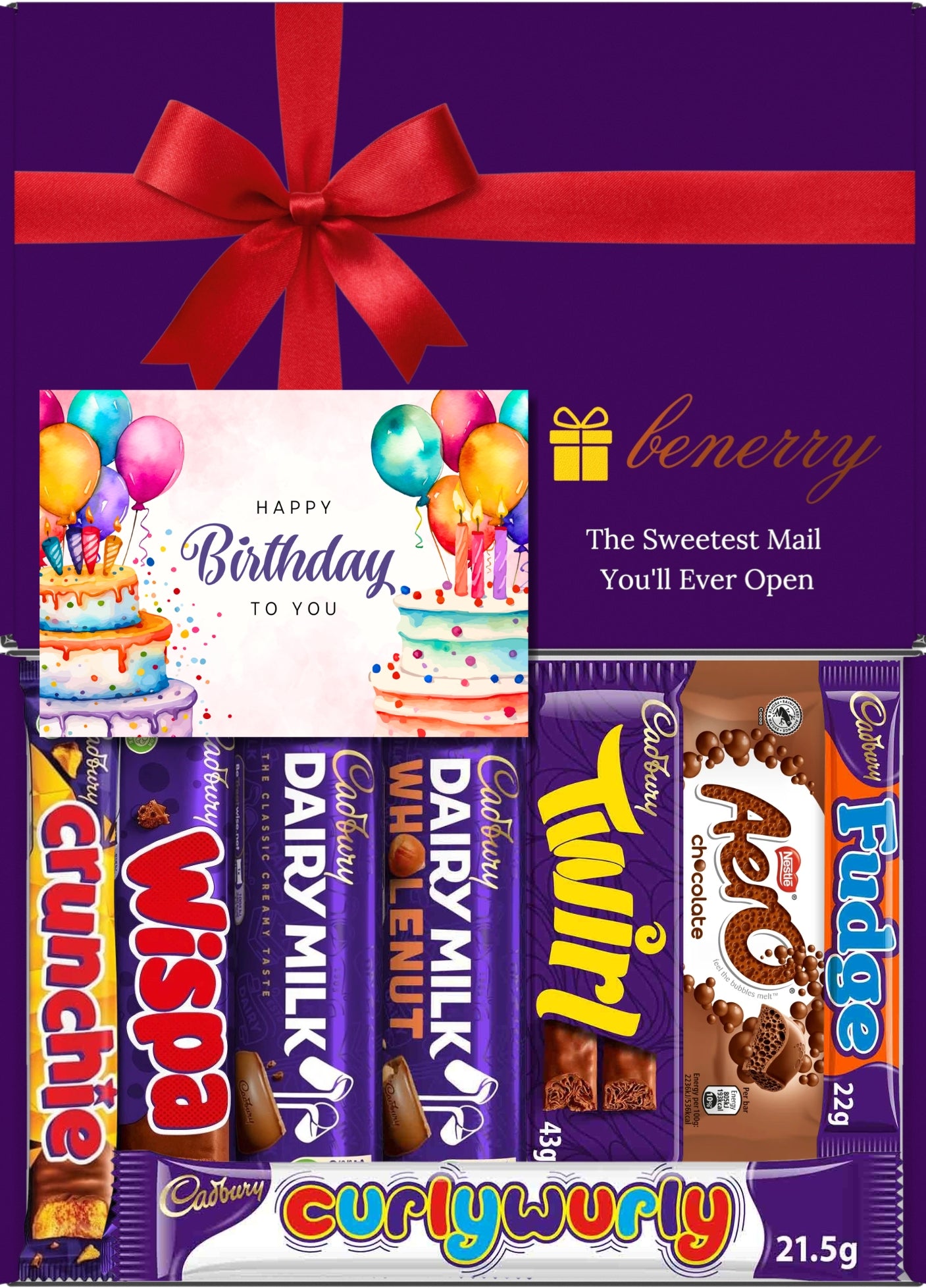 Cadbury Chocolate Gift Box 8 Treats – Birthday for Kids Purple Gift Box by Benerry