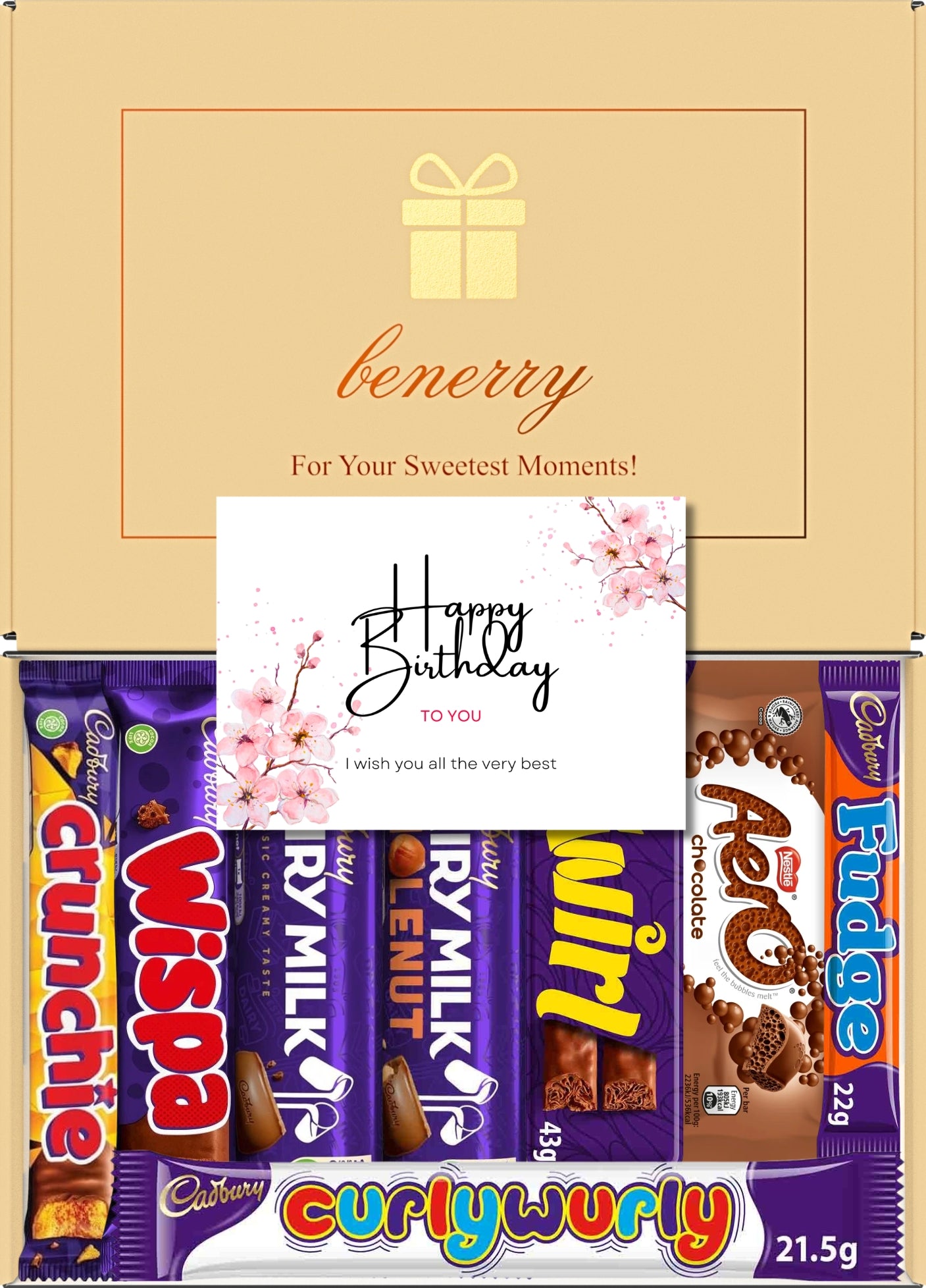 Cadbury Chocolate Gift Box 8 Treats – Birthday Beige Gift Box by Benerry