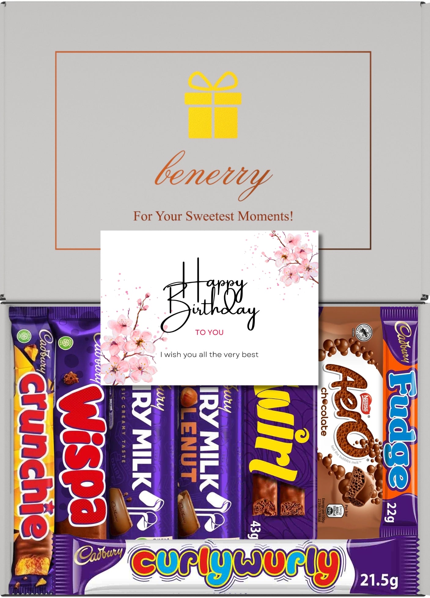 Cadbury Chocolate Gift Box 8 Treats – Birthday Grey Gift Box by Benerry