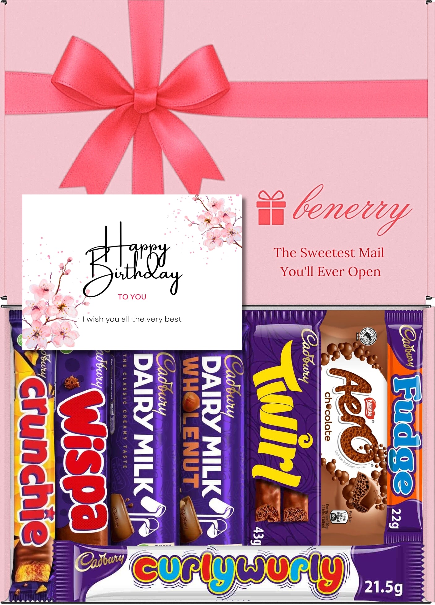 Cadbury Chocolate Gift Box 8 Treats – Birthday Pink Gift Box by Benerry