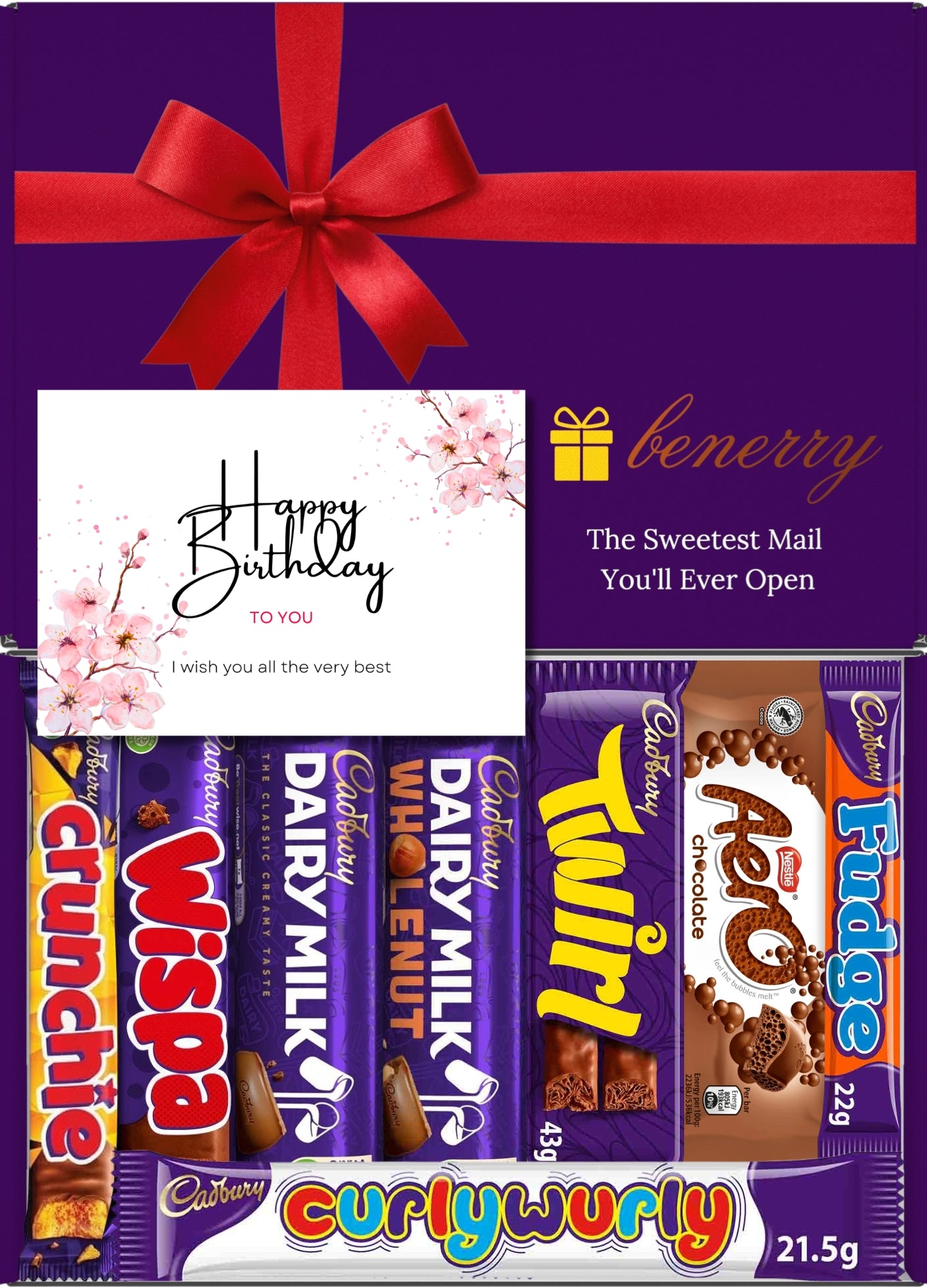 Cadbury Chocolate Gift Box 8 Treats – Birthday Purple Gift Box by Benerry