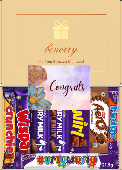 Cadbury Chocolate Gift Box 8 Treats – Congratulations Beige Gift Box by Benerry