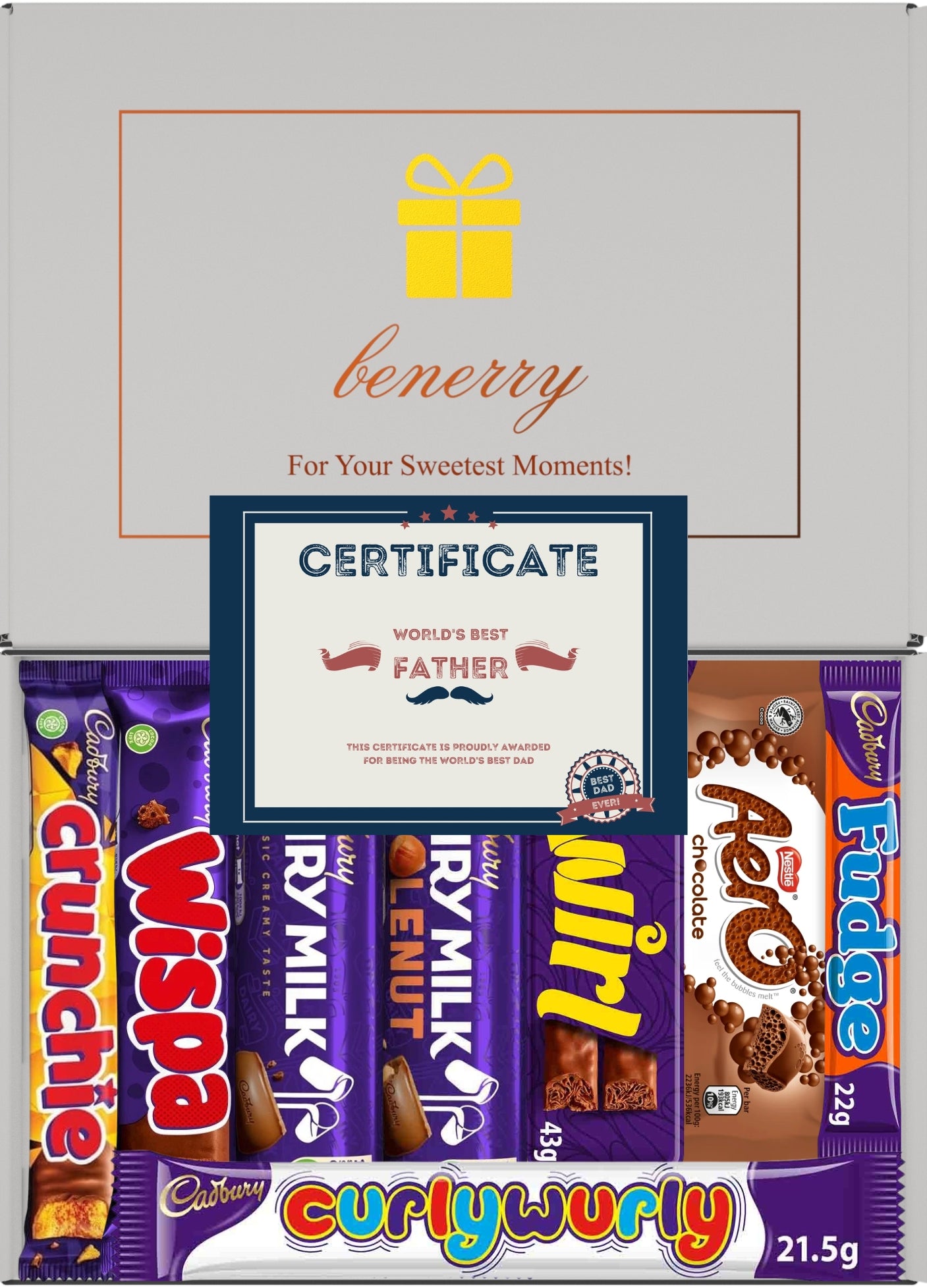 Cadbury Chocolate Gift Box 8 Treats – Dad Grey Gift Box by Benerry