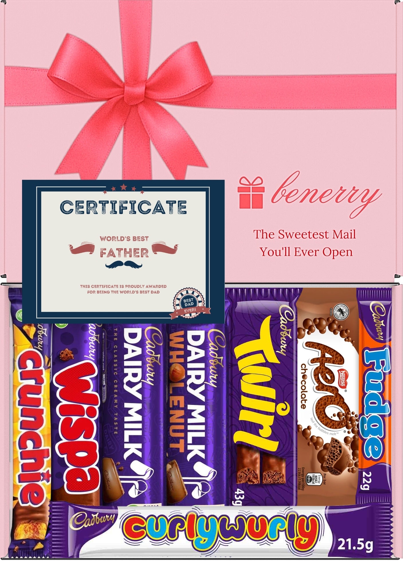 Cadbury Chocolate Gift Box 8 Treats – Dad Pink Gift Box by Benerry