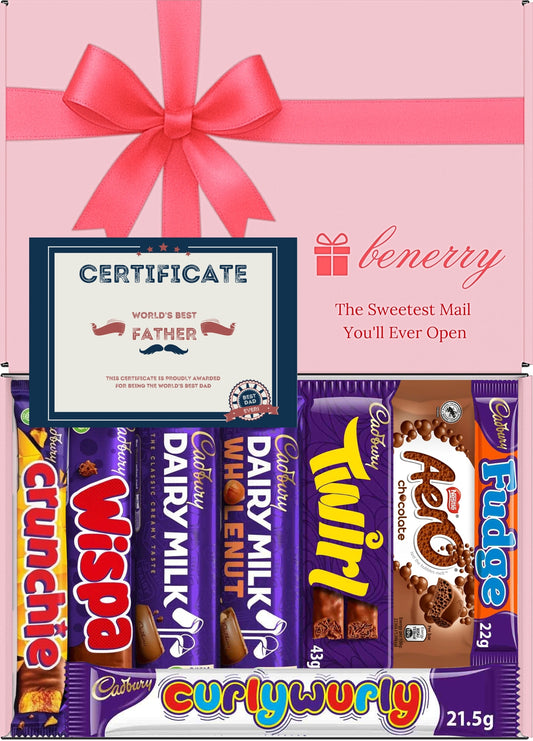 Cadbury Chocolate Gift Box 8 Treats – Dad Pink Gift Box by Benerry