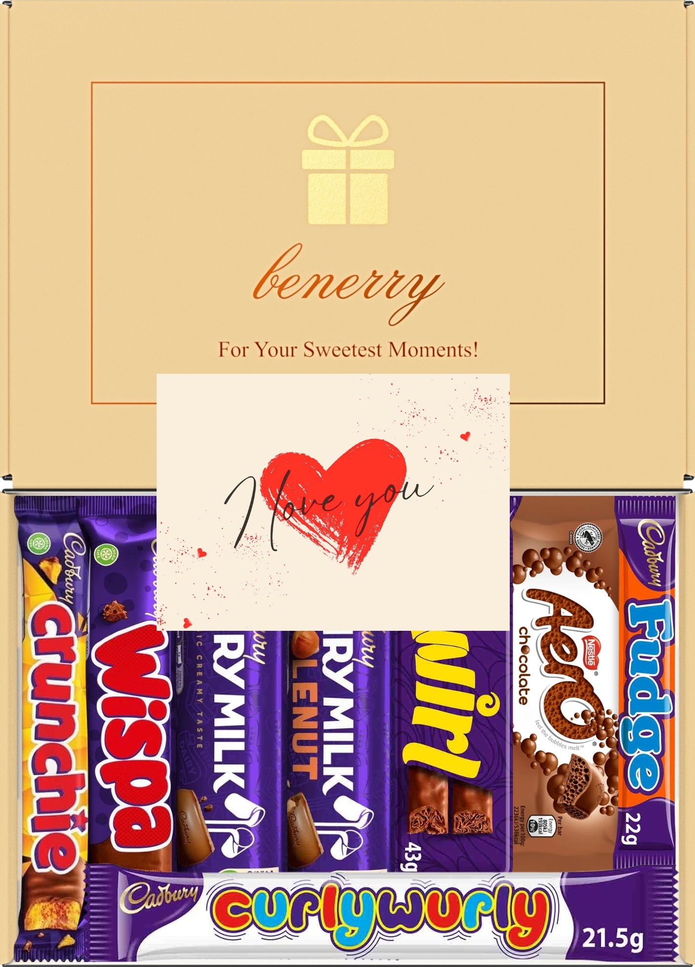 Cadbury Chocolate Gift Box 8 Treats – Love Beige Gift Box by Benerry