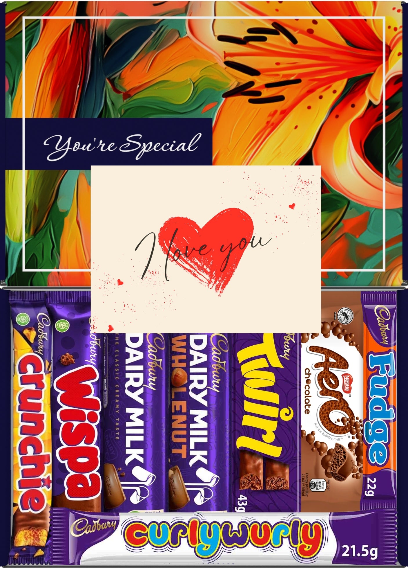 Cadbury Chocolate Gift Box 8 Treats – Love Letterbox Hamper by Benerry