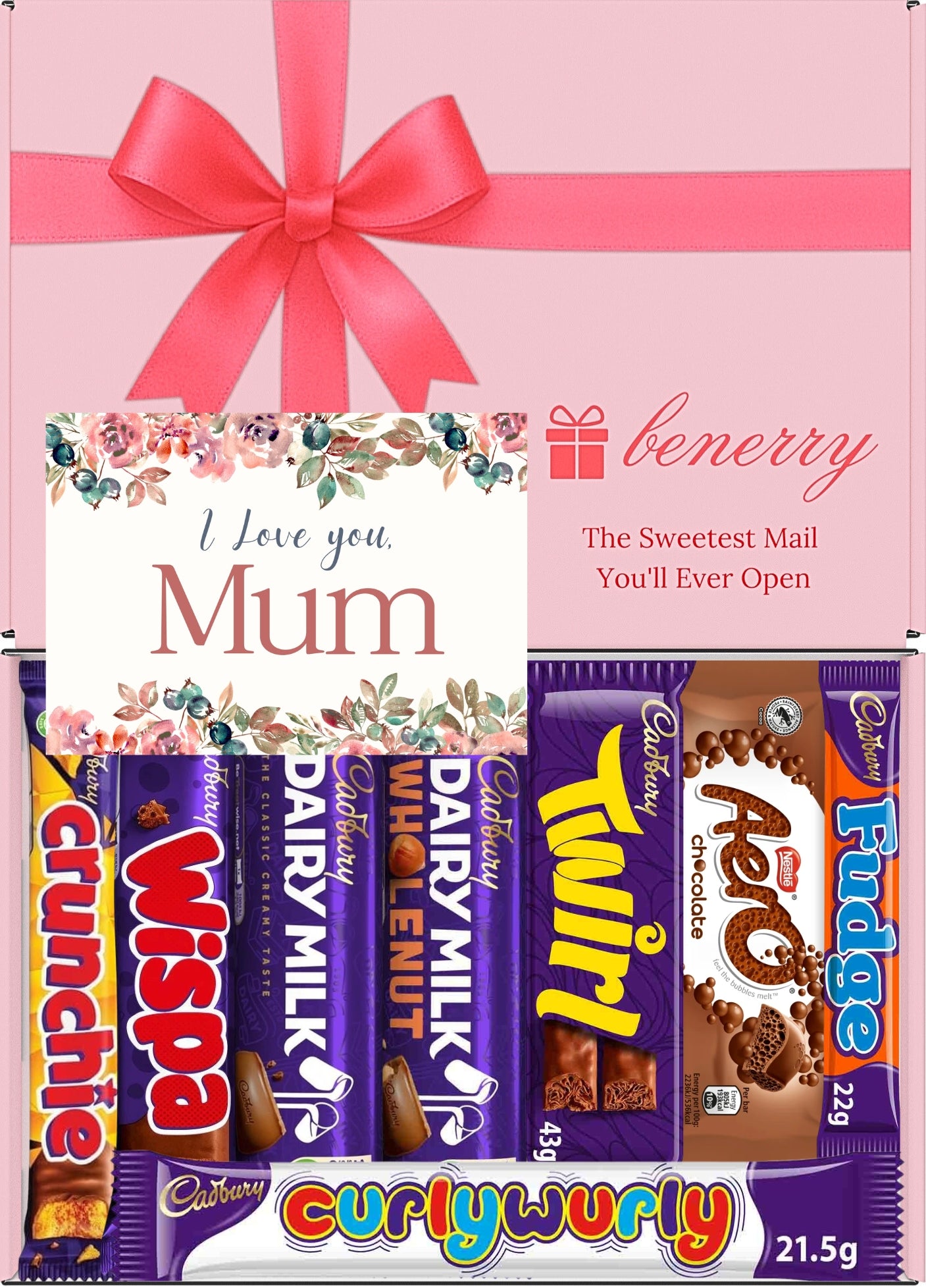 Cadbury Chocolate Gift Box 8 Treats – Mum Pink Gift Box by Benerry