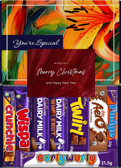 Cadbury Chocolate Gift Box 8 Treats – Red Christmas Letterbox Hamper by Benerry