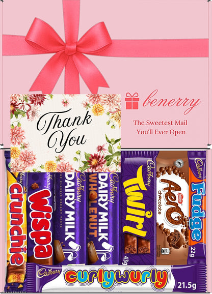 Cadbury Chocolate Gift Box 8 Treats – Thank You Pink Gift Box by Benerry
