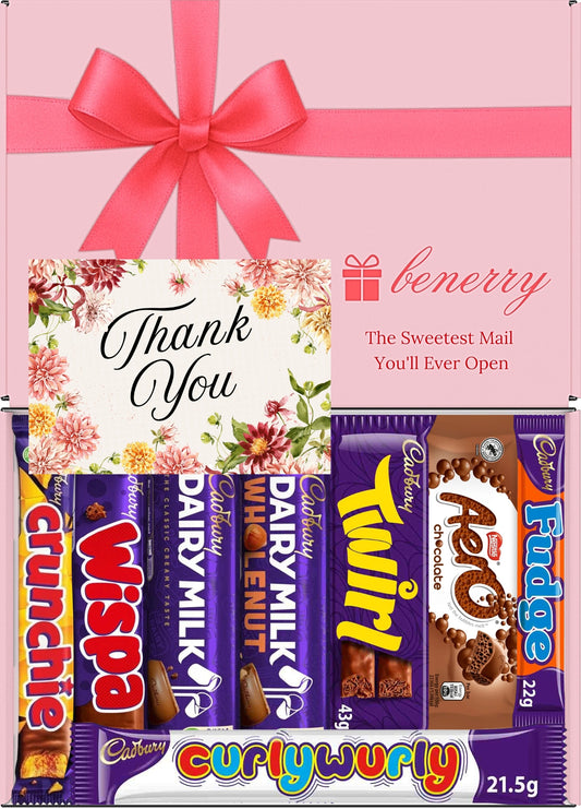 Cadbury Chocolate Gift Box 8 Treats – Thank You Pink Gift Box by Benerry