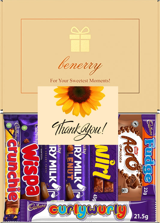 Cadbury Chocolate Gift Box 8 Treats – Thank You Beige Gift Box by Benerry