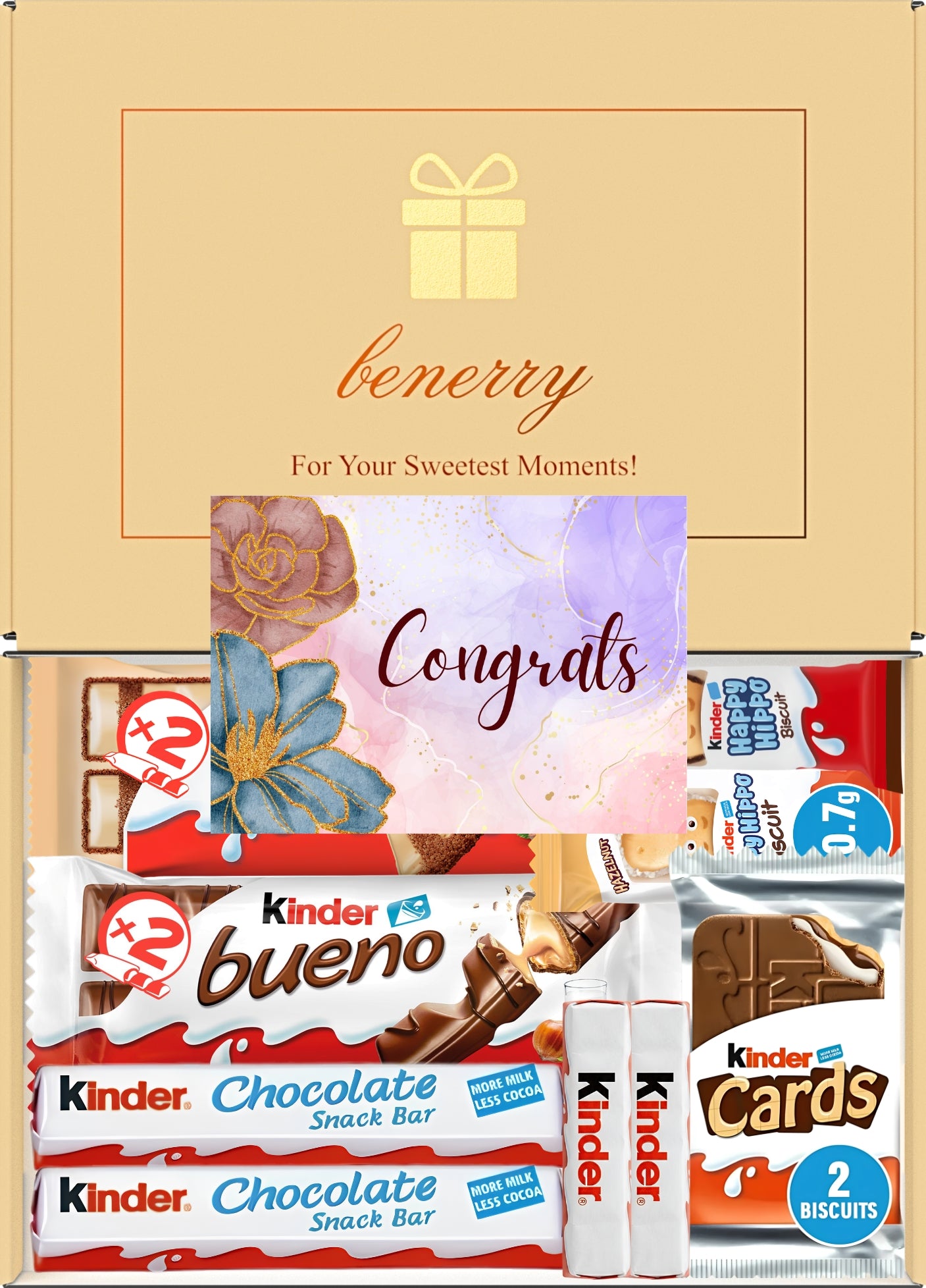 Kinder Chocolate Gift Box 9 Treats Congratulations Beige