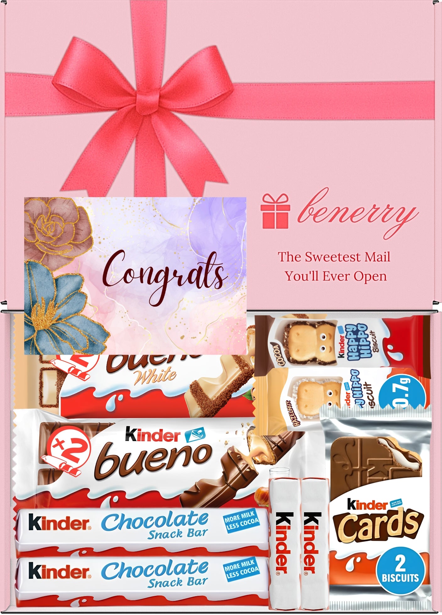 Kinder Chocolate Gift Box 9 Treats Congratulations Pink