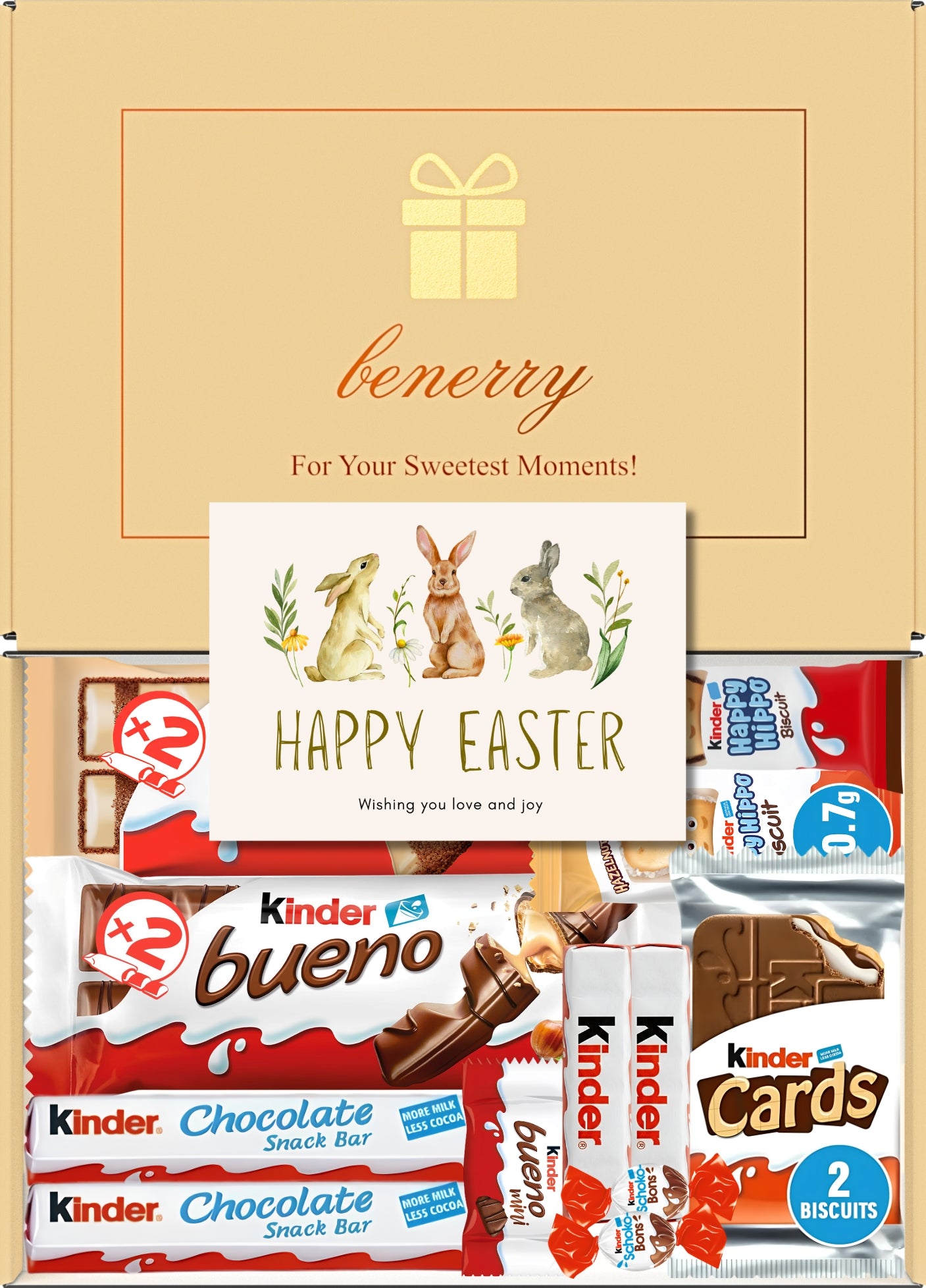 Kinder Chocolate Gift Box 9 Treats – Easter Beige Gift Box by Benerry