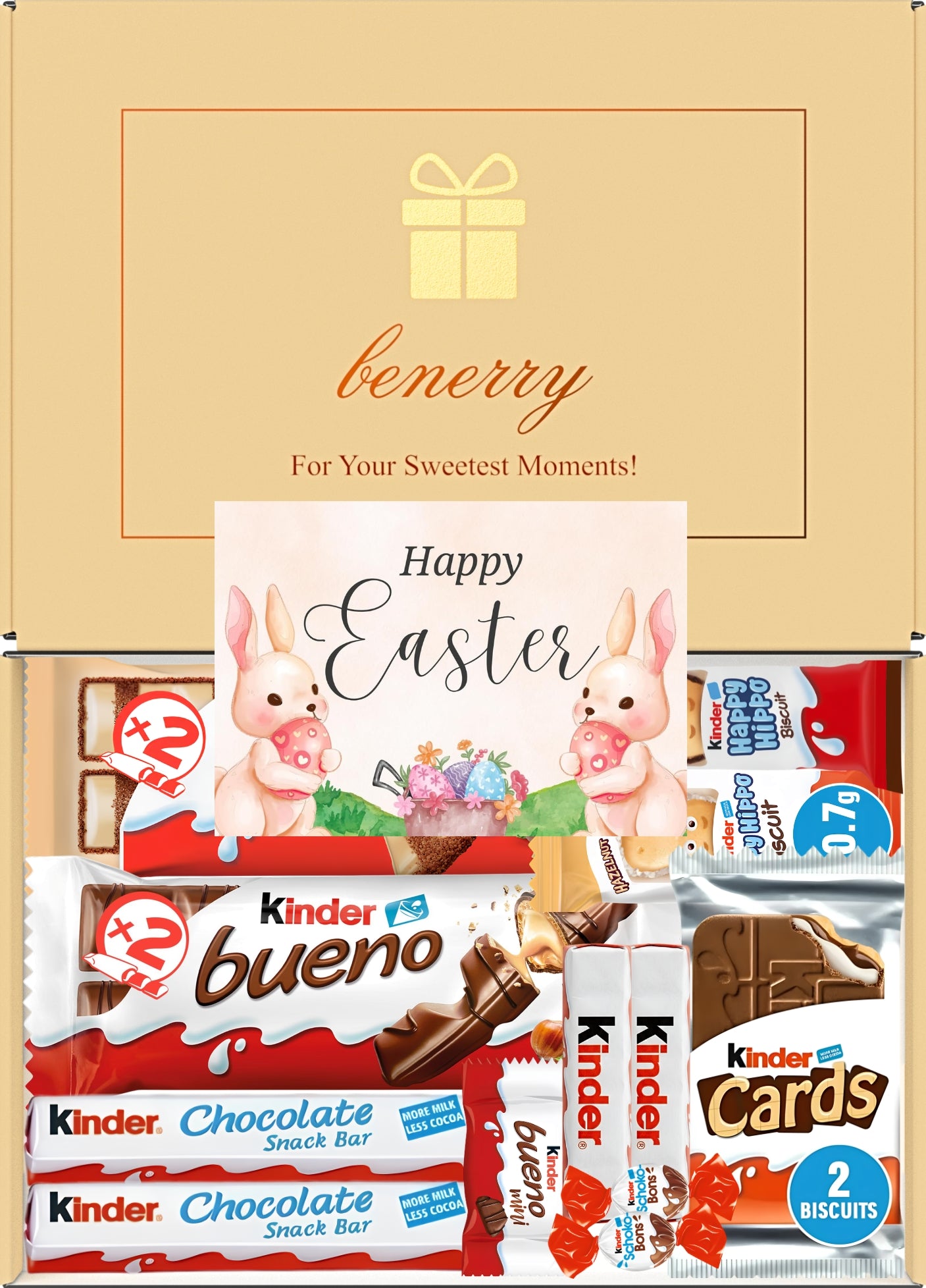 Kinder Chocolate Gift Box 9 Treats – Easter for Kids Beige Gift Box by Benerry