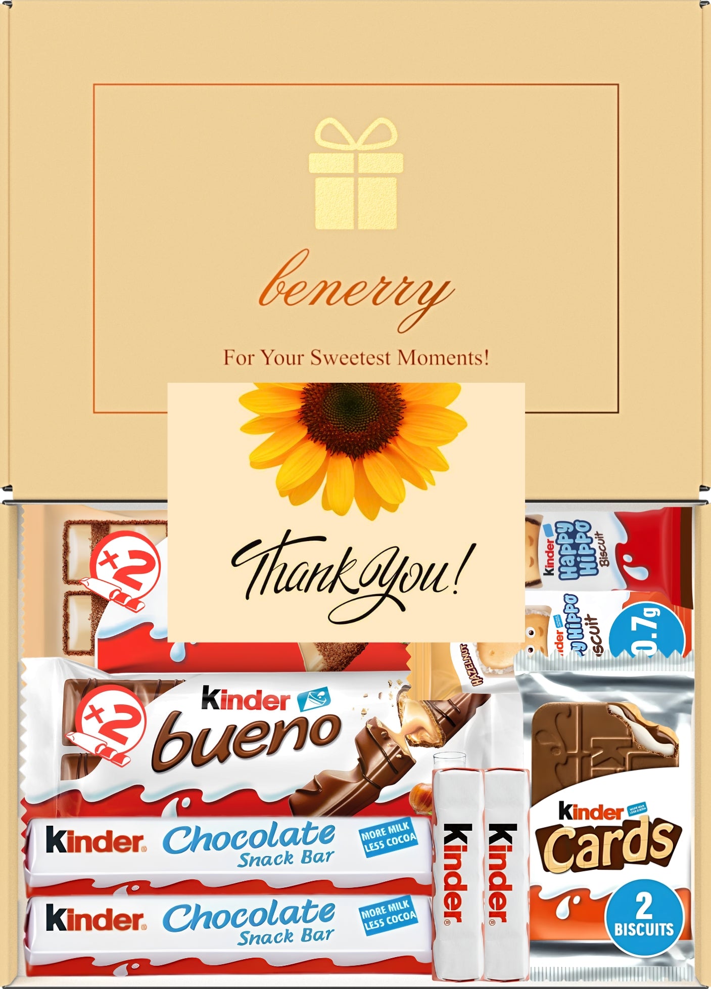 Kinder Chocolate Gift Box 9 Treats Thank You Beige