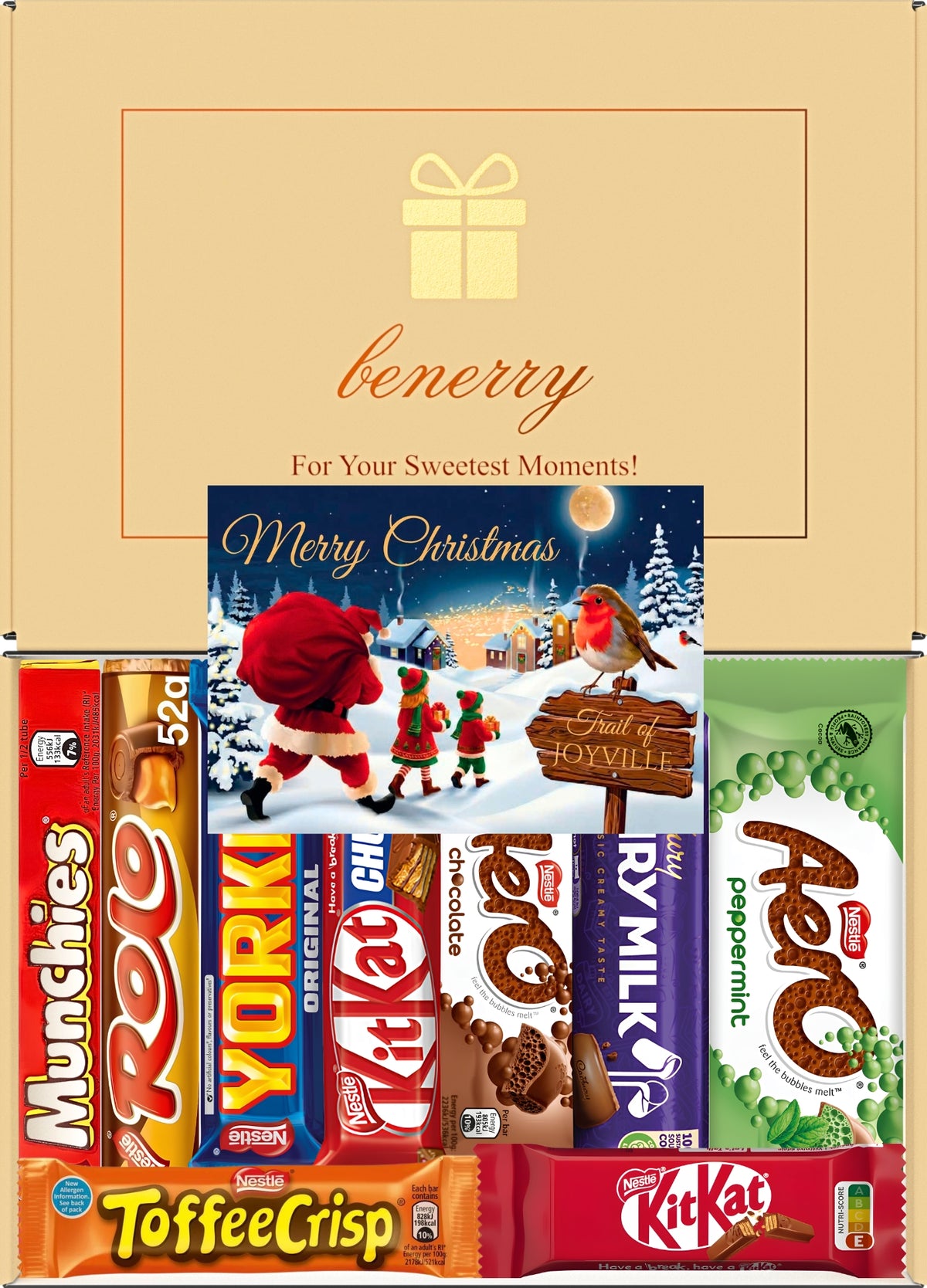 Nestlé Chocolate Gift Box 9 Treats – Christmas Beige Gift Box by Benerry