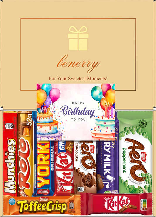Nestlé Chocolate Gift Box 9 Treats – Birthday for Kids Beige Gift Box by Benerry