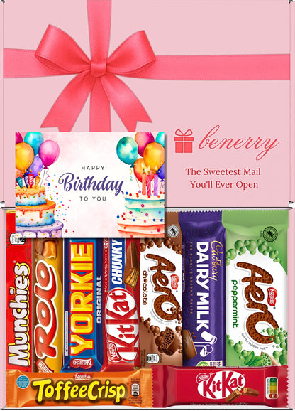 Nestlé Chocolate Gift Box 9 Treats – Birthday for Kids Pink Gift Box by Benerry