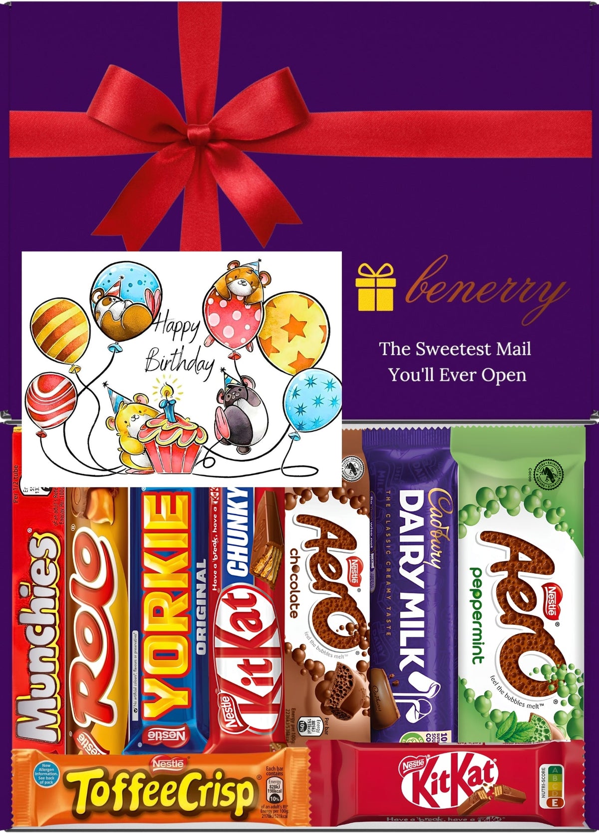 Nestlé Chocolate Gift Box 9 Treats – Birthday for Kids Purple Gift Box by Benerry
