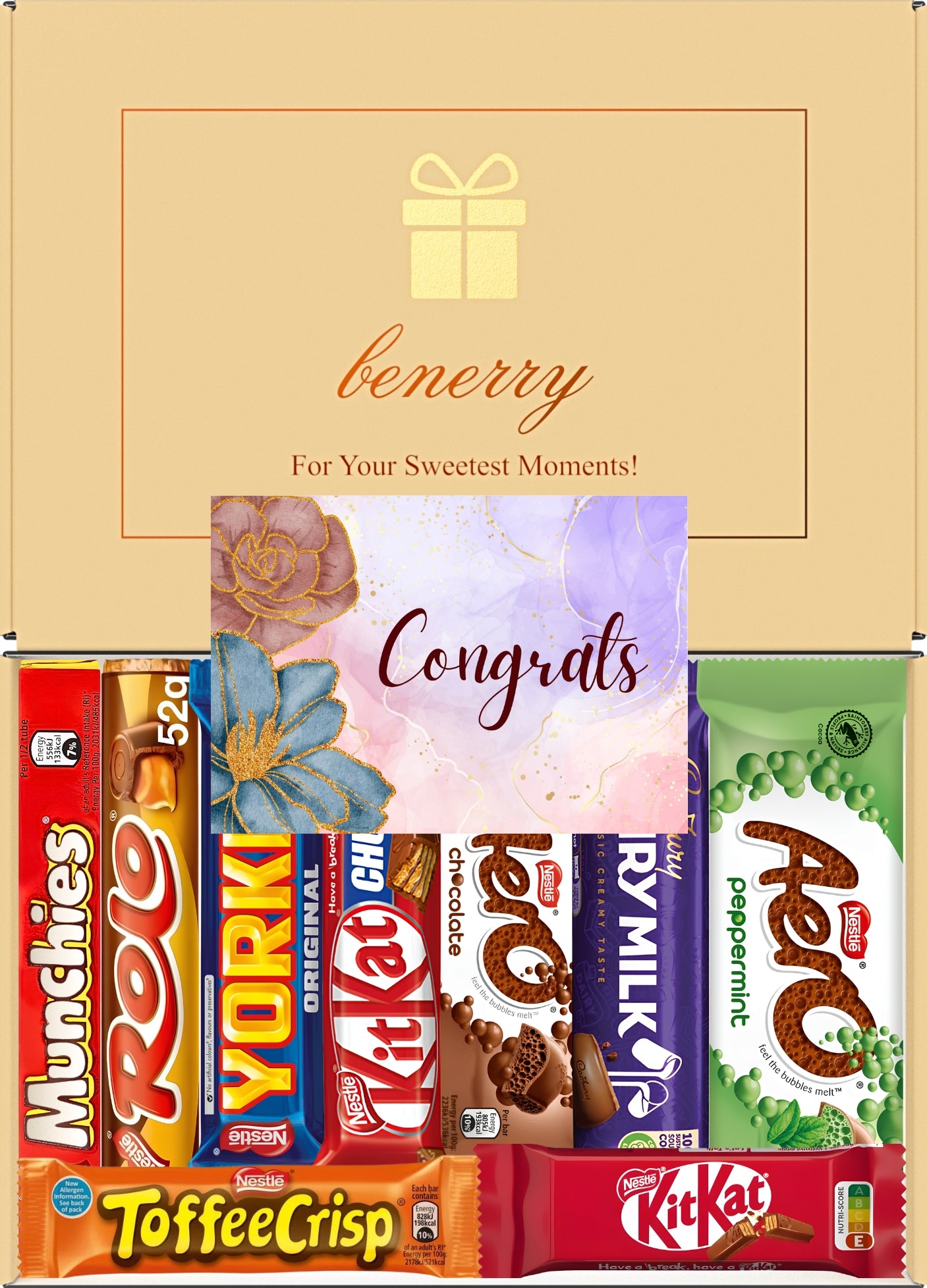 Nestlé Chocolate Gift Box 9 Treats – Congratulations Beige Gift Box by Benerry