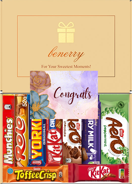 Nestlé Chocolate Gift Box 9 Treats – Congratulations Beige Gift Box by Benerry