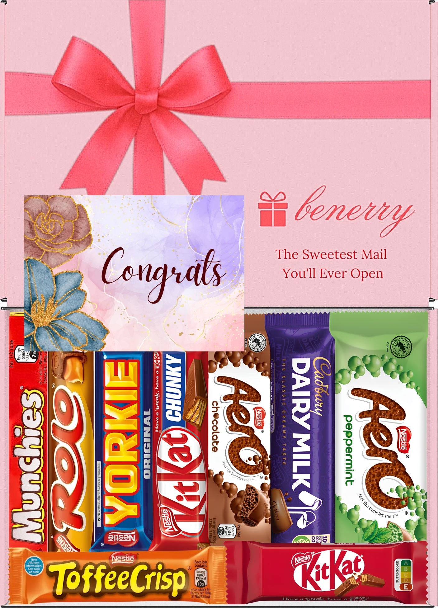 Nestlé Chocolate Gift Box 9 Treats – Congratulations Pink Gift Box by Benerry