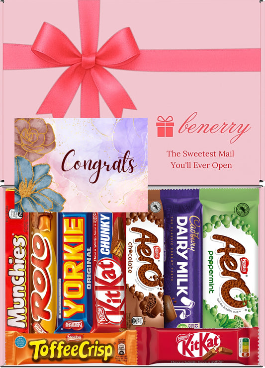 Nestlé Chocolate Gift Box 9 Treats – Congratulations Pink Gift Box by Benerry
