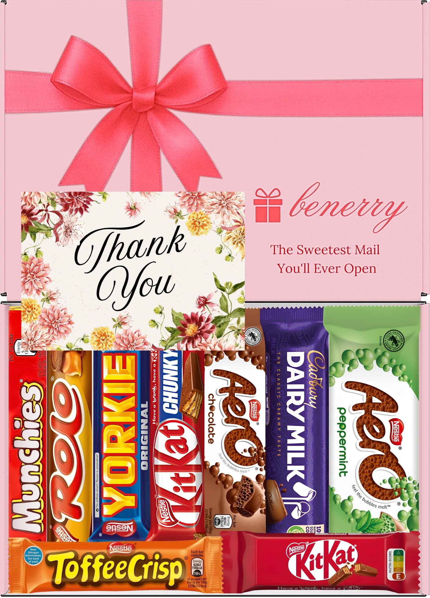 Nestlé Chocolate Gift Box 9 Treats – Thank You Pink Gift Box by Benerry