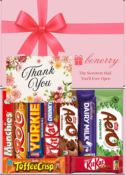 Nestlé Chocolate Gift Box 9 Treats – Thank You Pink Gift Box by Benerry