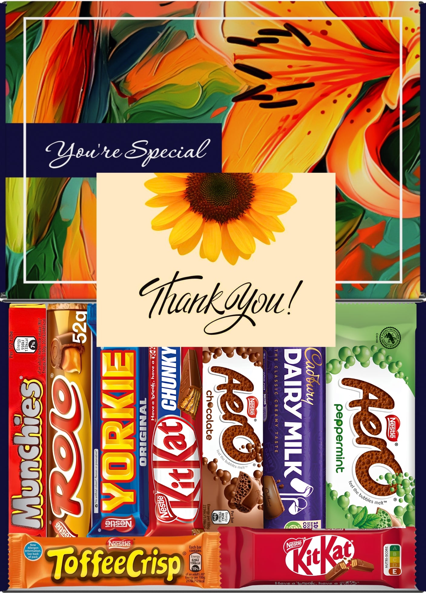 Nestlé Chocolate Gift Box 9 Treats – Thank You Letterbox Hamper by Benerry