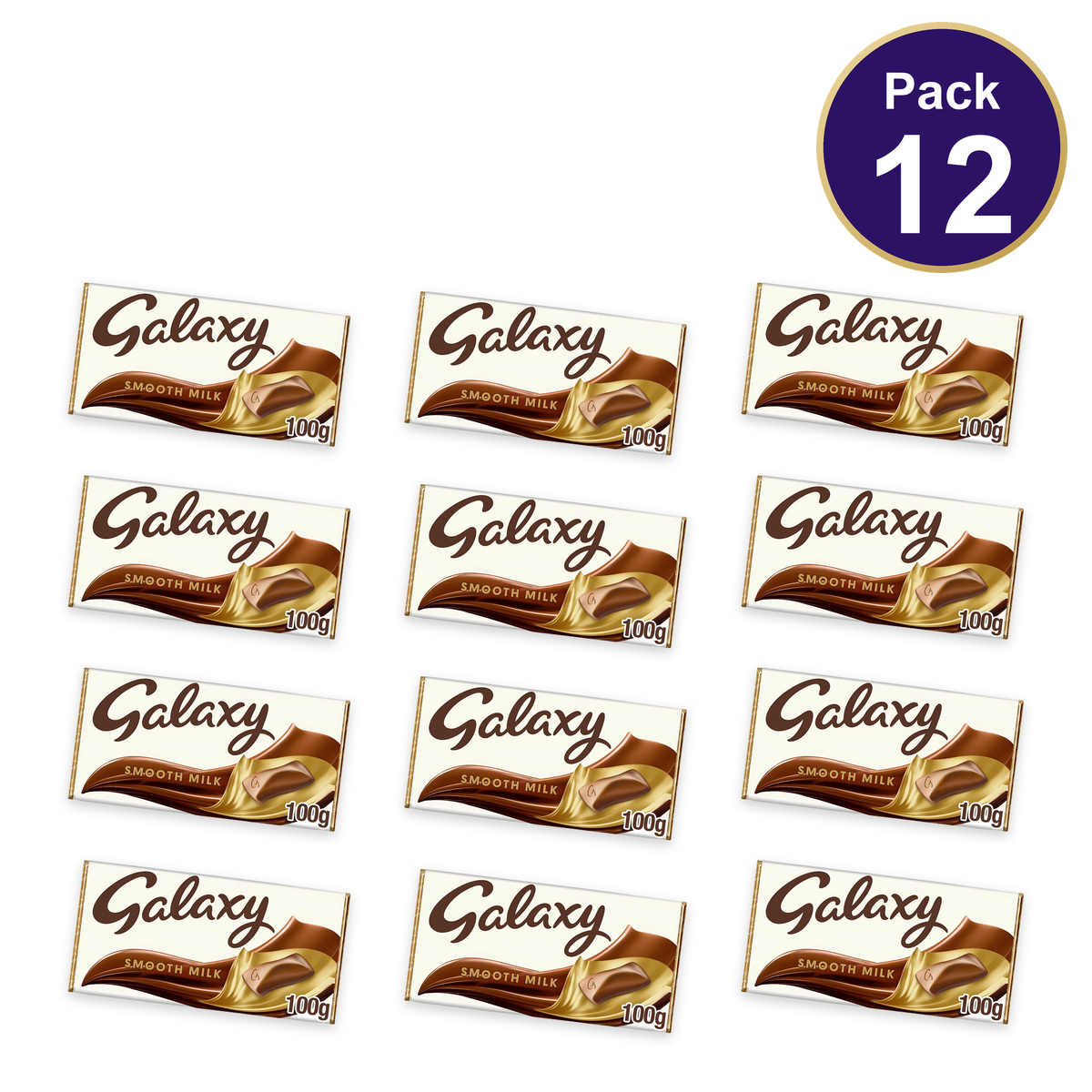 Galaxy Smooth Milk Chocolate Bar 100g — Pack of 12