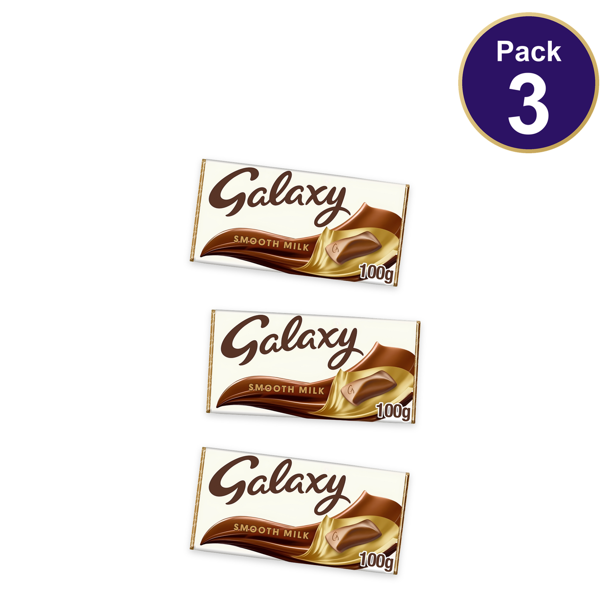 Galaxy Smooth Milk Chocolate Bar 100g — Pack of 3