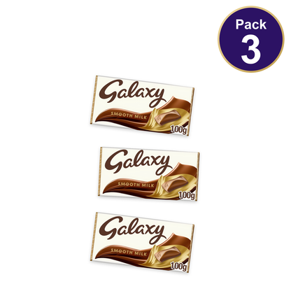 Galaxy Smooth Milk Chocolate Bar 100g — Pack of 3