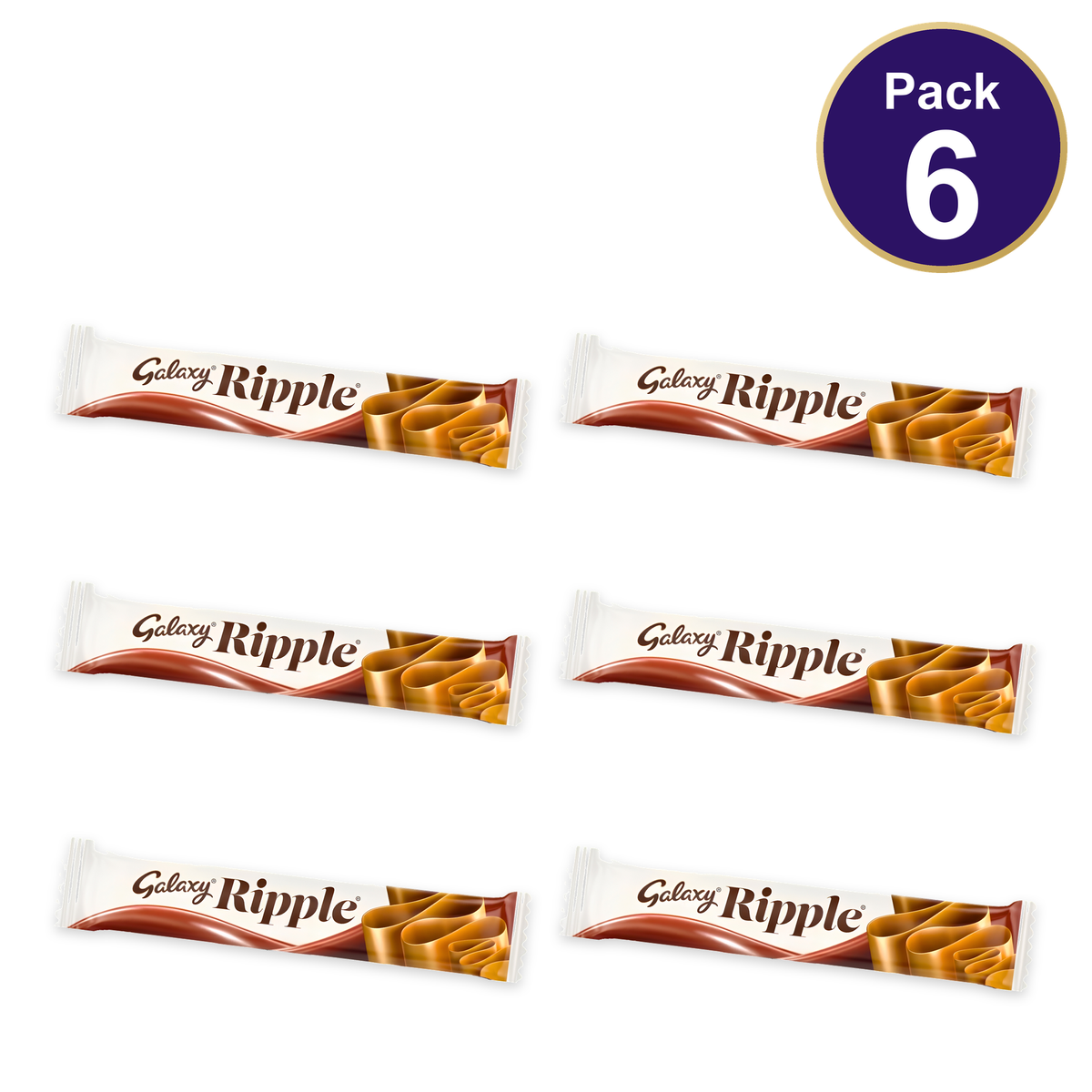 Galaxy Ripple Milk Chocolate Bar 33g — Pack of 6