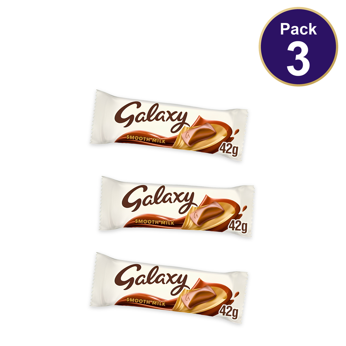 Galaxy Smooth Milk Chocolate Bar 42g — Pack of 3