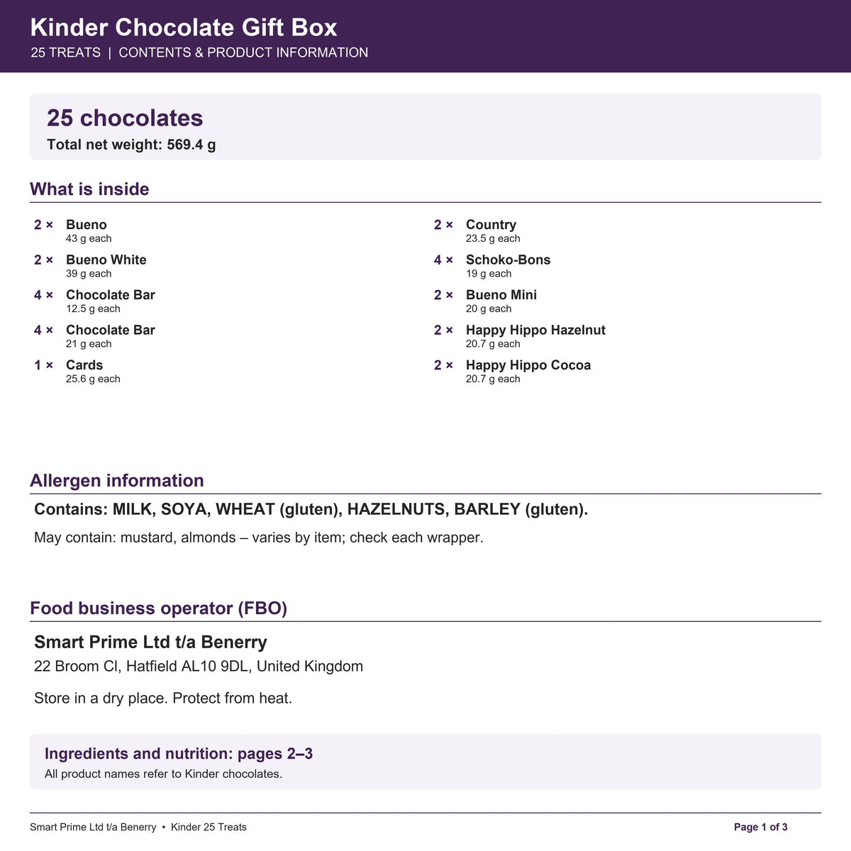KIN_25 – product label – page 1 of 3