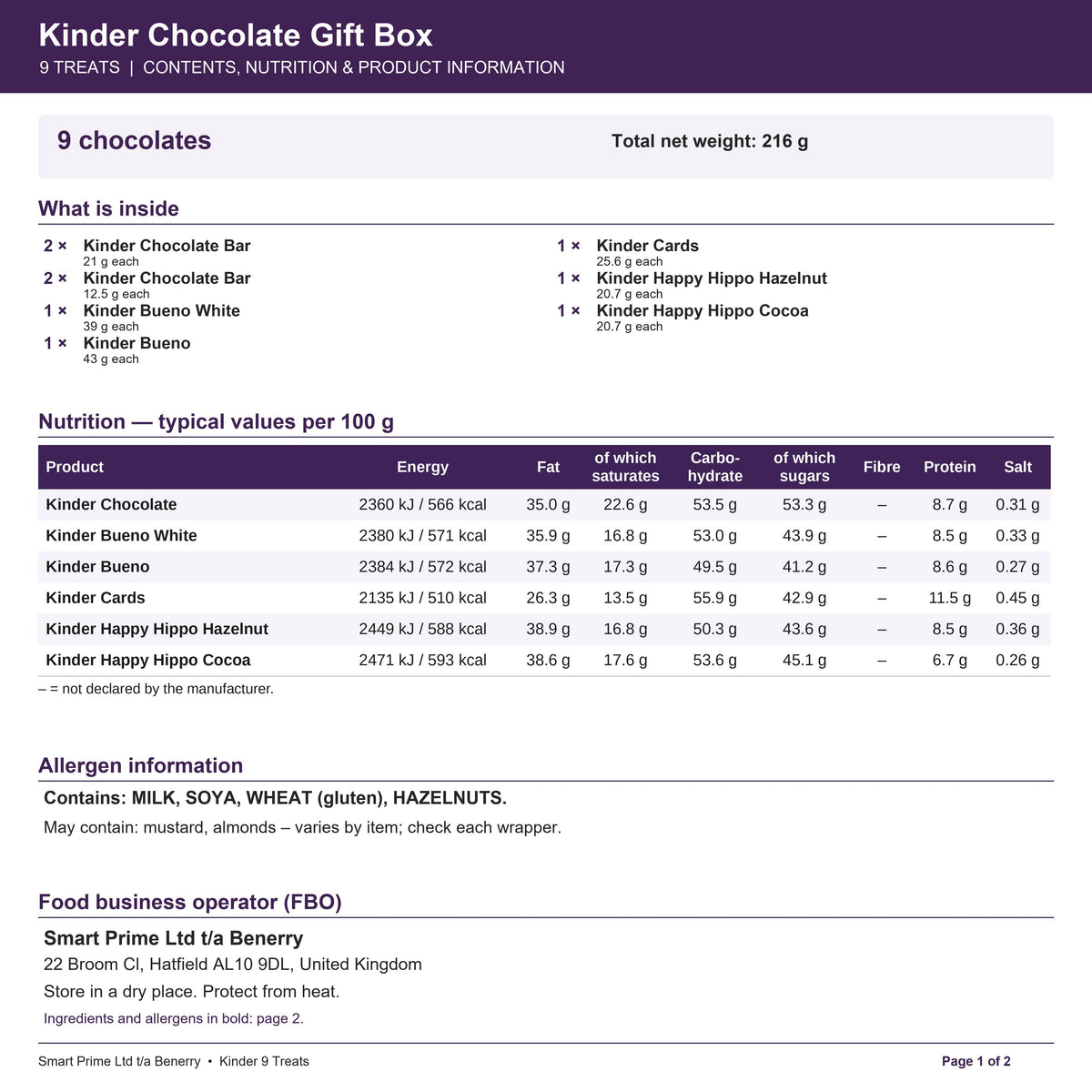 KIN_9 – product label – page 1 of 2