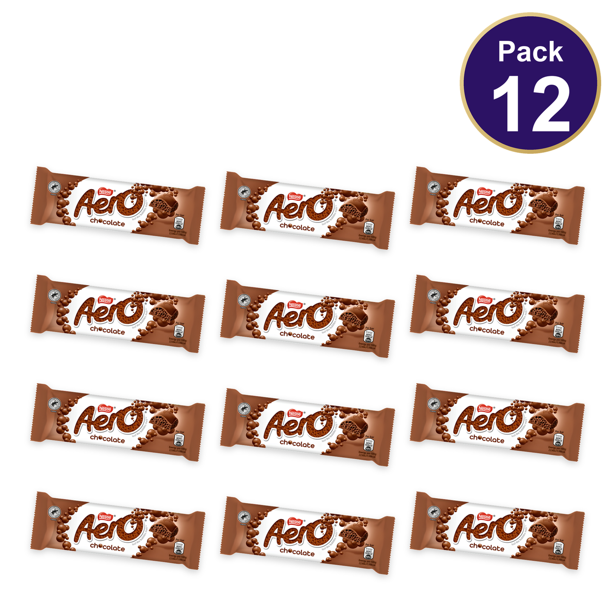 Nestlé Aero Bubbly Milk Chocolate Bar 27g — Pack of 12