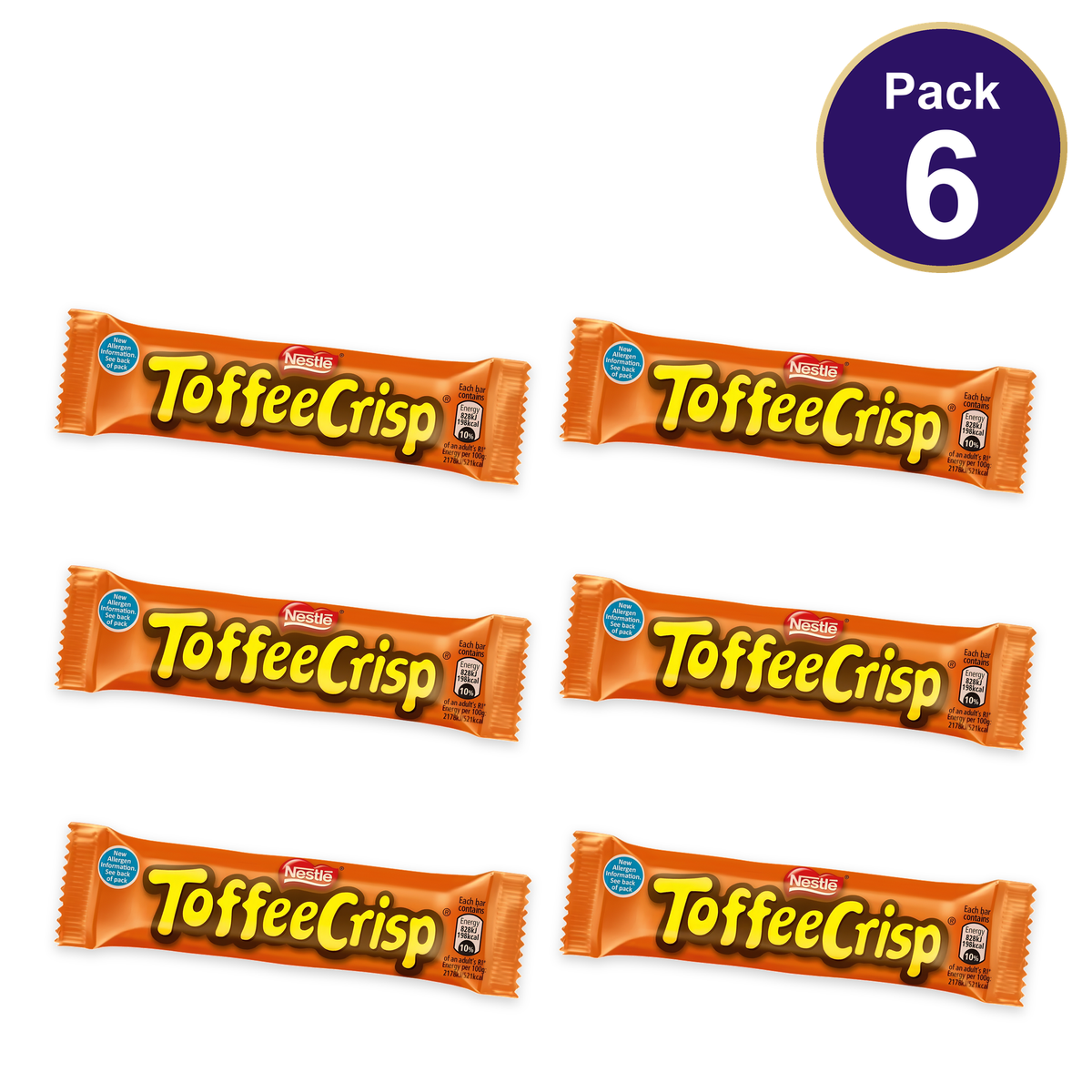 Nestlé Toffee Crisp Milk Chocolate Bar 38g — Pack of 6